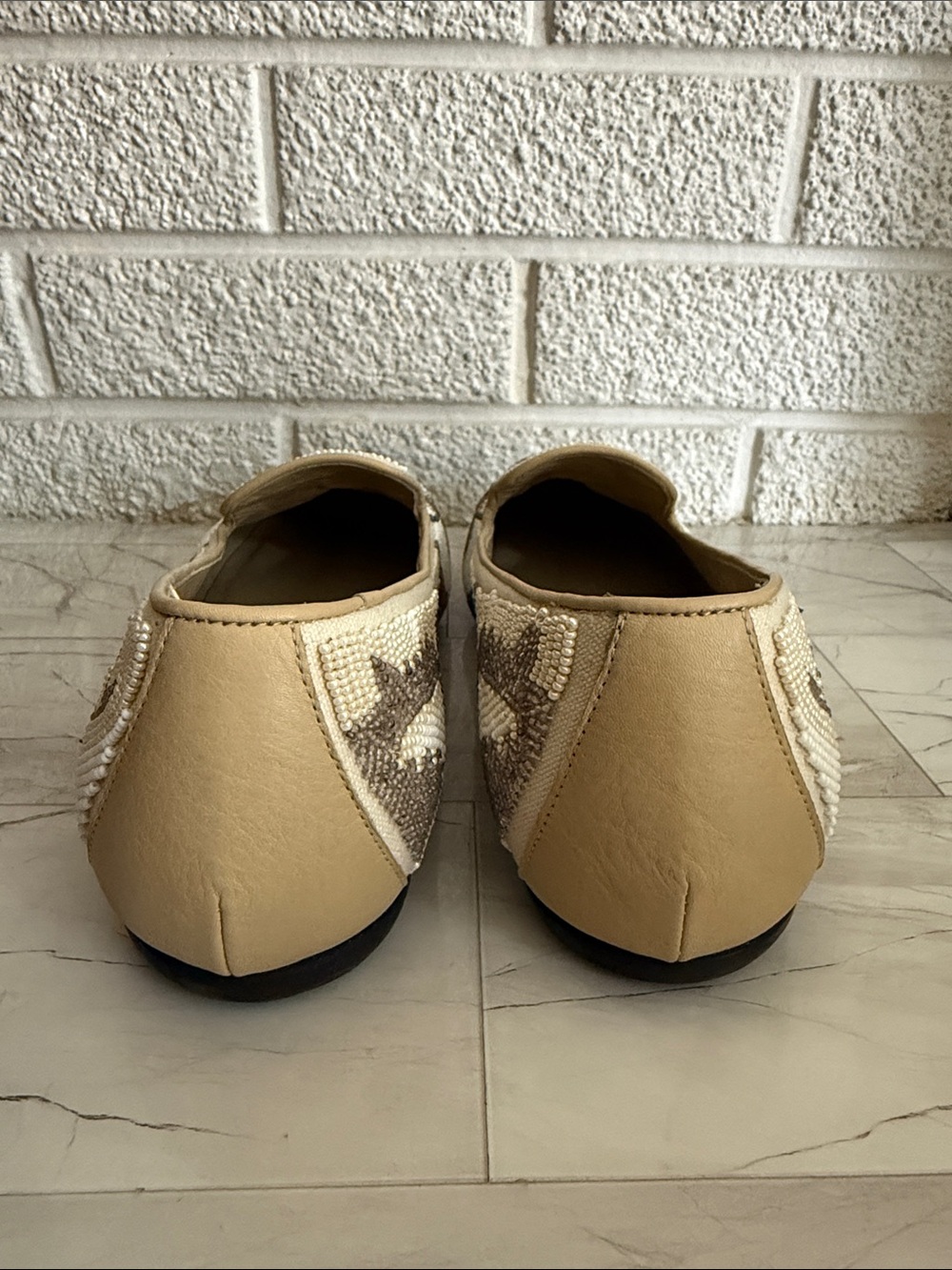 Donald J Pliner Beaded Dog Face Loafers in Beige and Tan - Picture 8 of 10